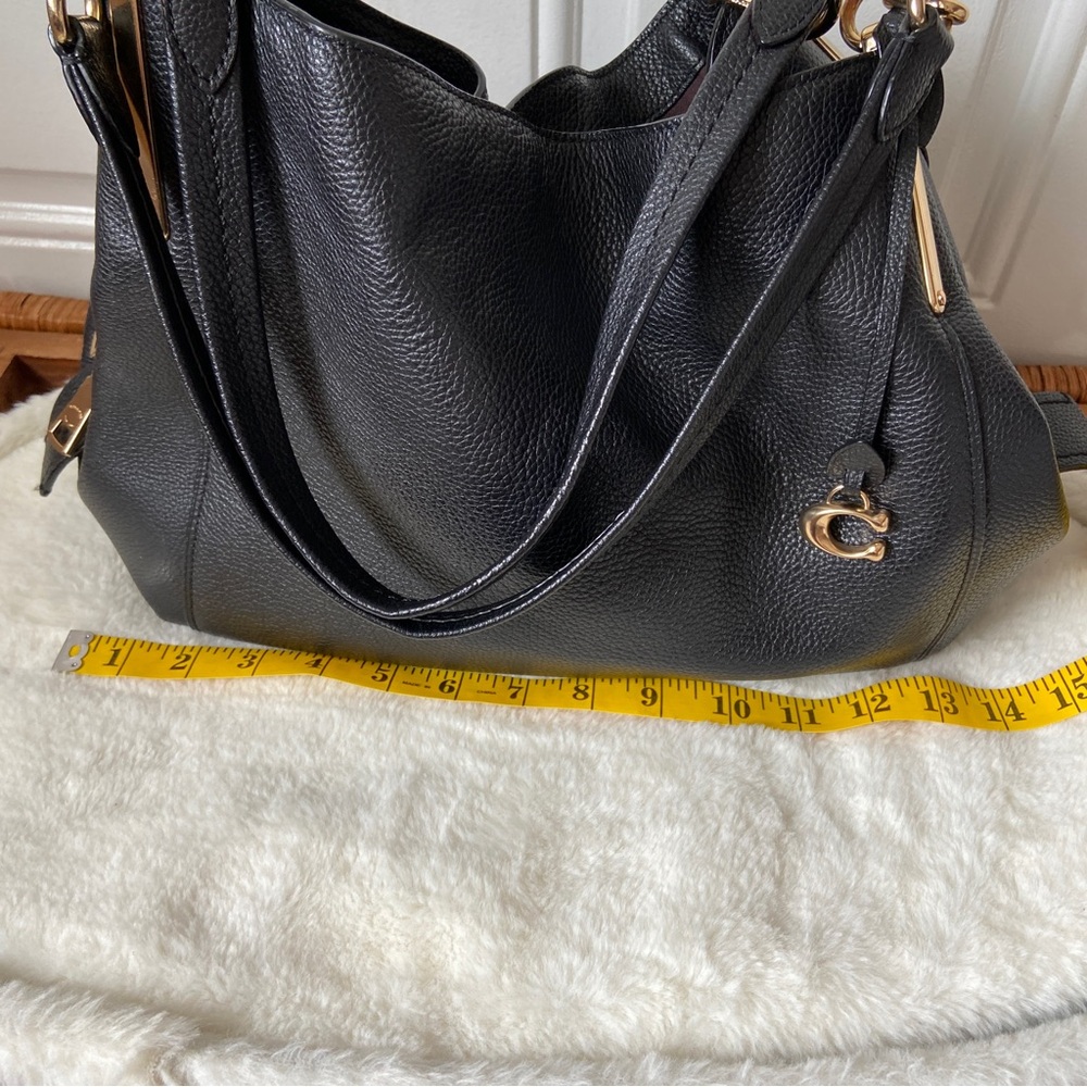 Coach Polished Pebbled Leather Dalton 31 Shoulder Bag… Gem